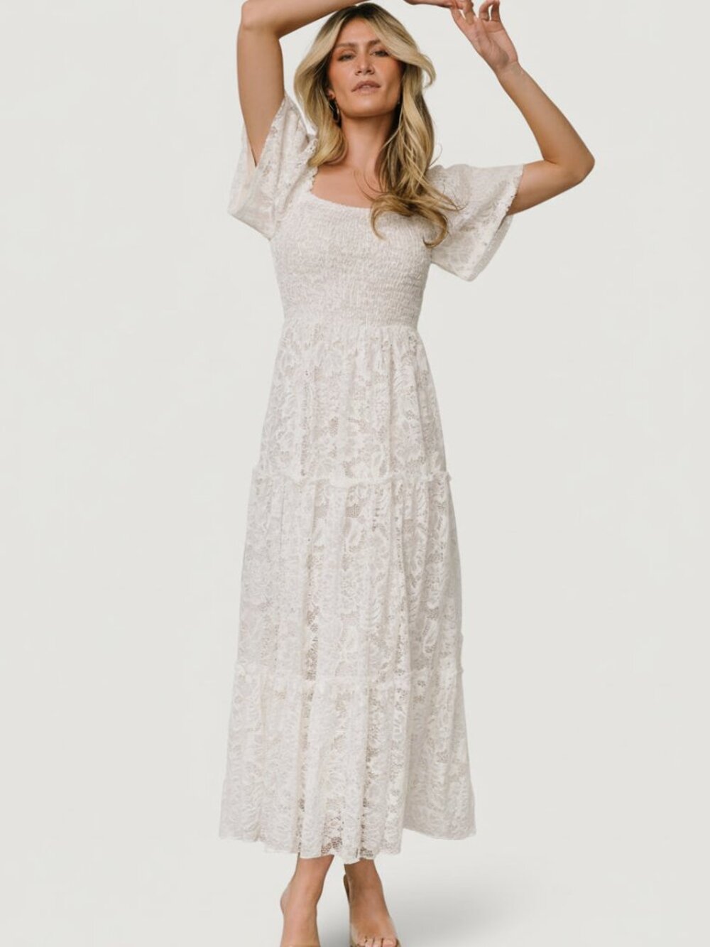 Baltic Born Aspen Smocked Lace Maxi Dress | Off White Size XSXS - Picture 5 of 5